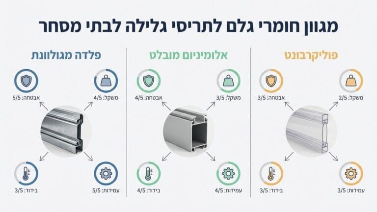 דוגמאות לחומרי גלם עבור תריסי גלילה לעסקים