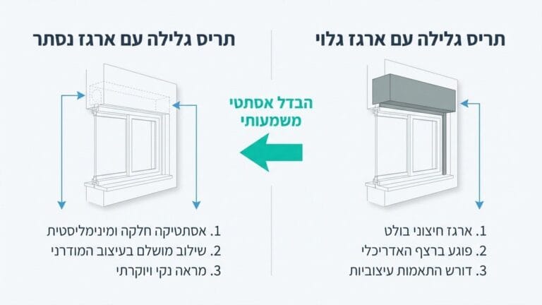 הדמיה של חלון עם ארגז תריס נסתר המשתלב בקיר