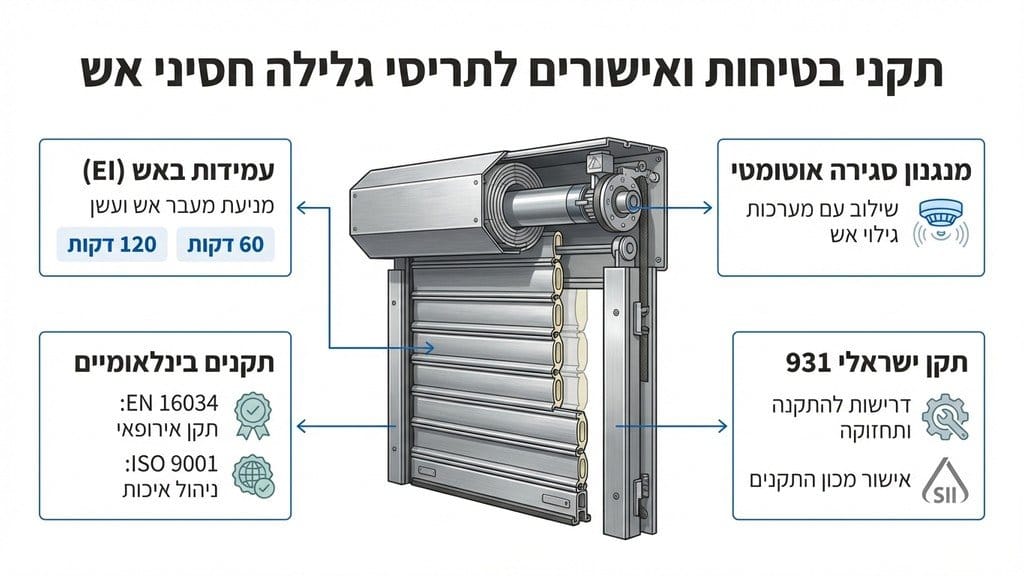 תריס גלילה חסין אש המחובר למערכת גילוי אש