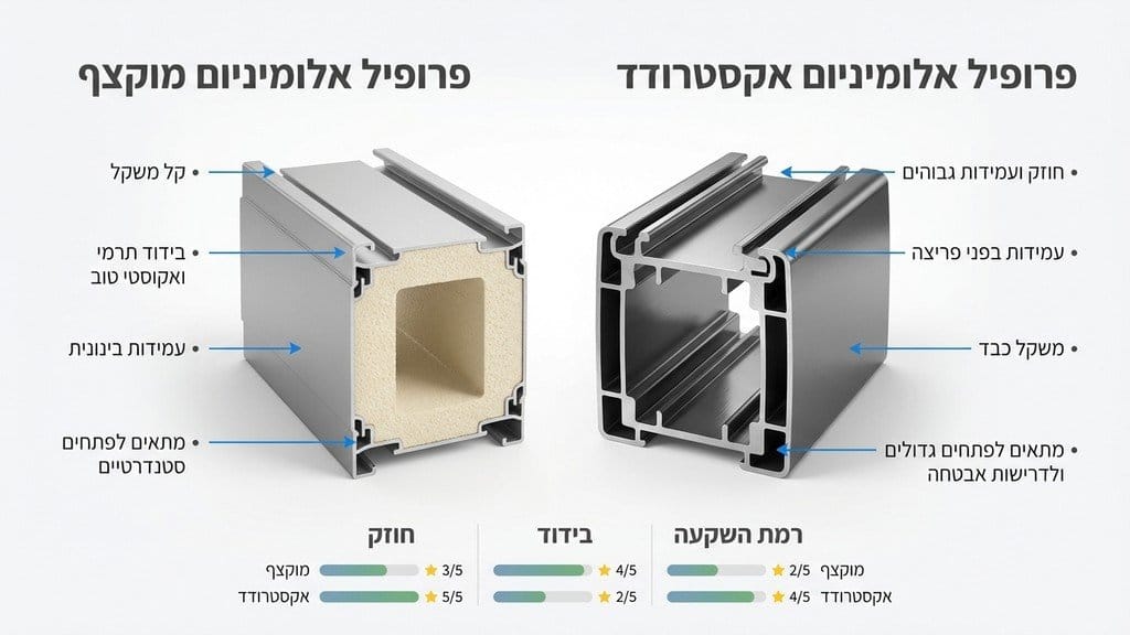 נוצר על ידי מודל בינה מלאכותית Gemini Pro מגוון פרופילים של תריס גלילה מאלומיניום